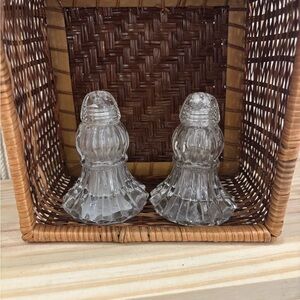 Pair of vintage cut glass salt and pepper shakers